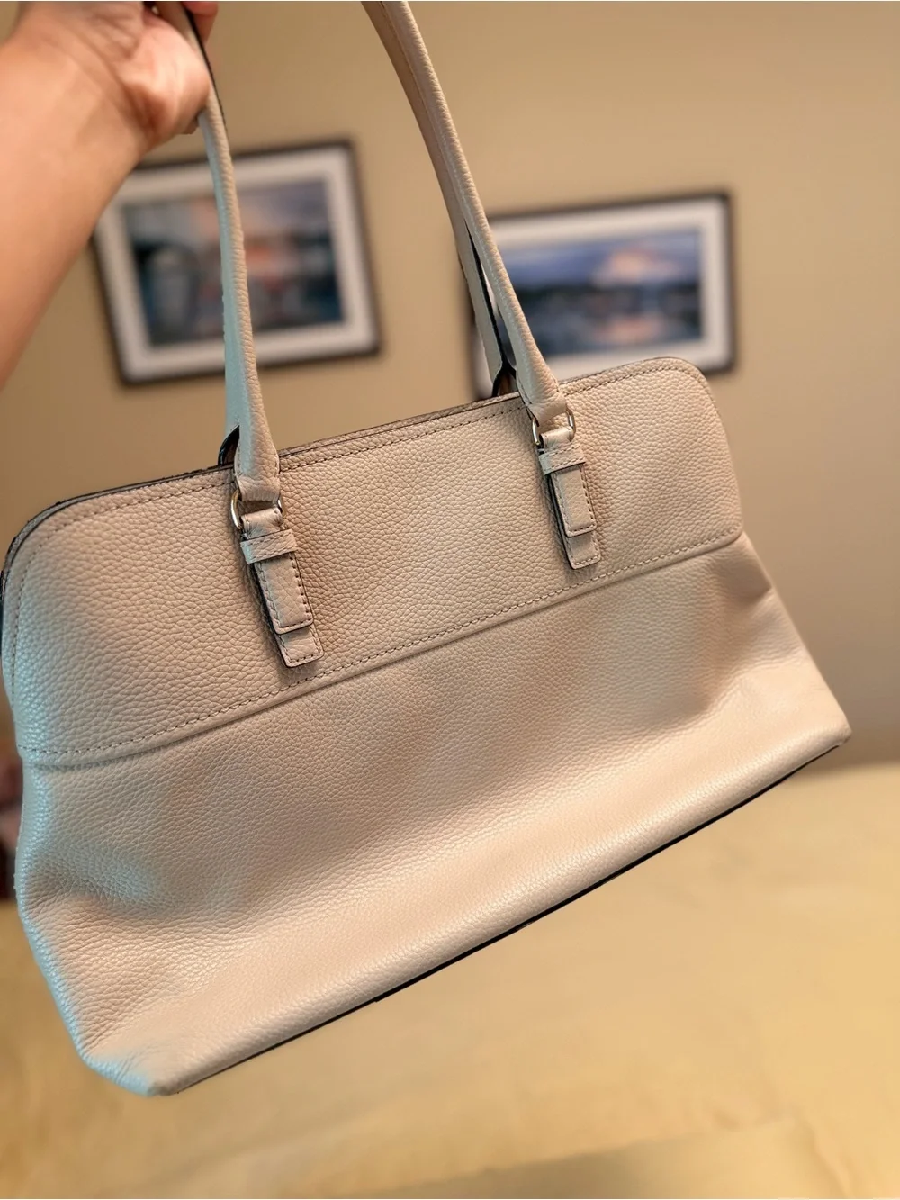 Kate Spade Jackson Street Marybeth Pebbled Leather Tote Bag Beige